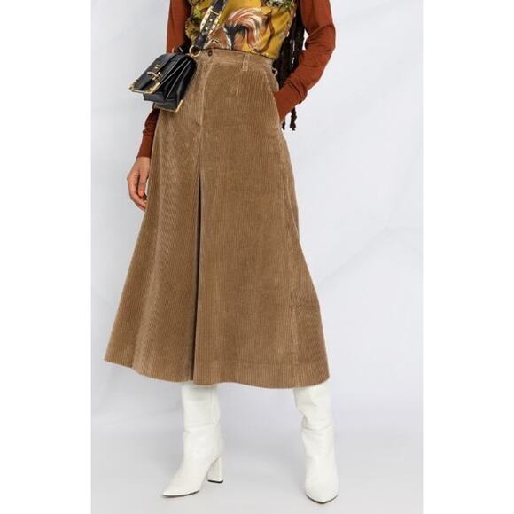 Dolce & Gabbana Corduroy Pants Culotte Trouser Wide Leg Tan Brown Women’s Size 4 - Picture 13 of 13